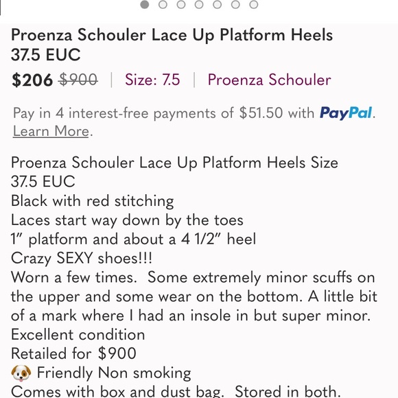 Proenza Schouler Lace Up Platform Heels 37.5 - Picture 8 of 8